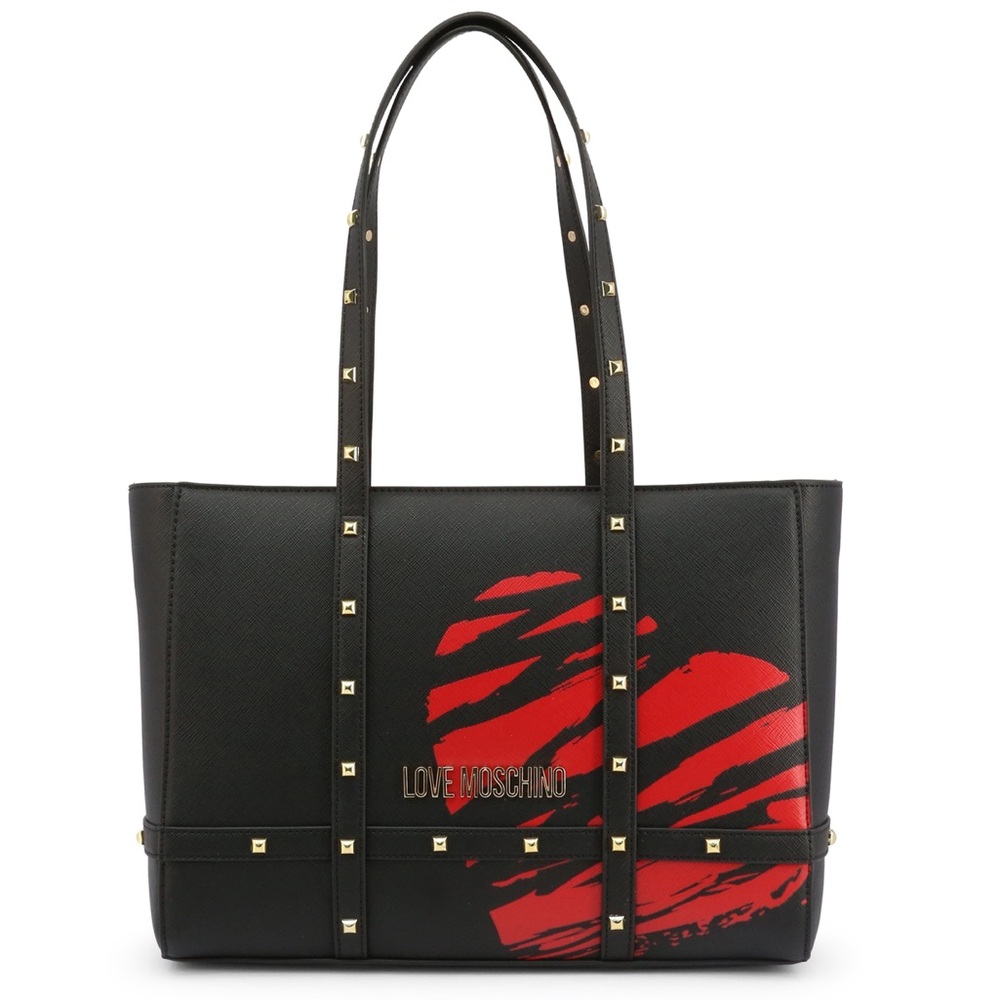 Love Moschino Red Heart Black Satchel Shoulder Handbag